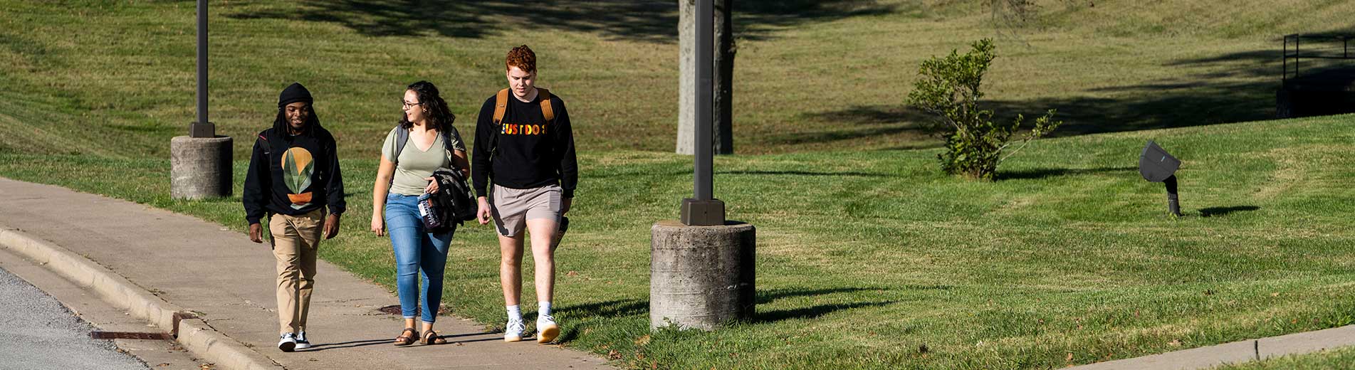 students walking on campus